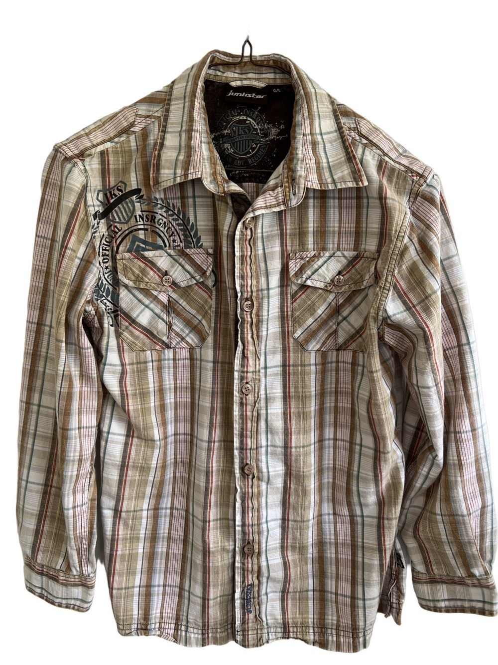 Vintage Junkstar Plaid Graphic Western Style Shirt Size L
